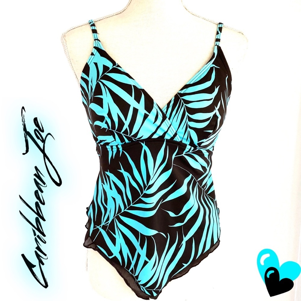 Caribbean Joe Turquoise and blue Halter top